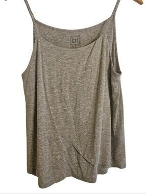 GAP Maternity Crossover Nursing Gray Knit Spaghetti Strap Tank Top Sz S